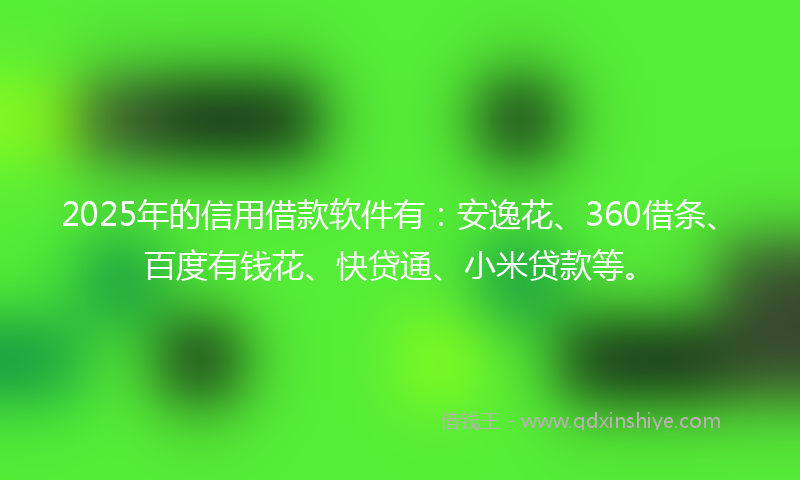 2025年的信用借款软件有：安逸花、360借条、百度有钱花、快贷通、小米贷款等。