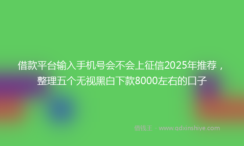 借款平台输入手机号会不会上征信2025年推荐，整理五个无视黑白下款8000左右的口子