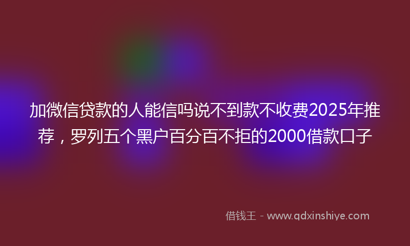 加微信贷款的人能信吗说不到款不收费2025年推荐，罗列五个黑户百分百不拒的2000借款口子