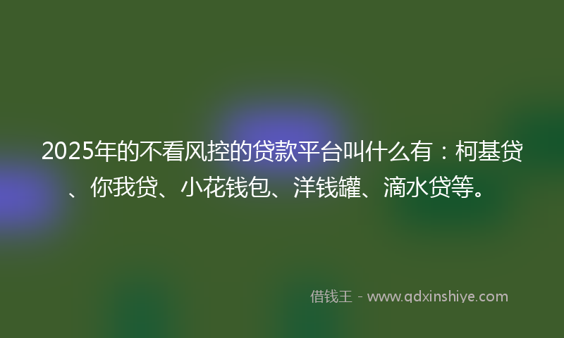 2025年的不看风控的贷款平台叫什么有：柯基贷、你我贷、小花钱包、洋钱罐、滴水贷等。