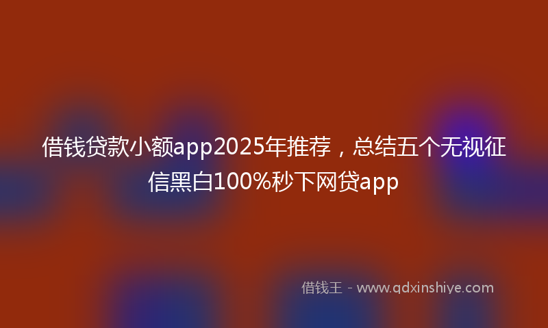 借钱贷款小额app2025年推荐，总结五个无视征信黑白100%秒下网贷app