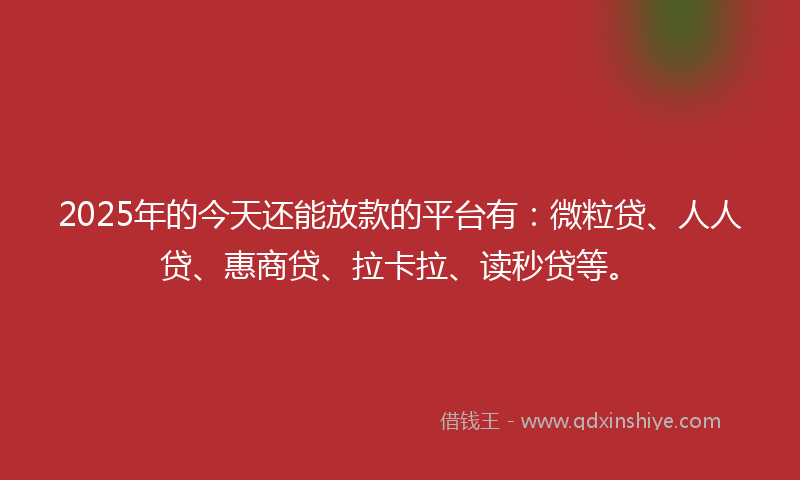 2025年的今天还能放款的平台有：微粒贷、人人贷、惠商贷、拉卡拉、读秒贷等。