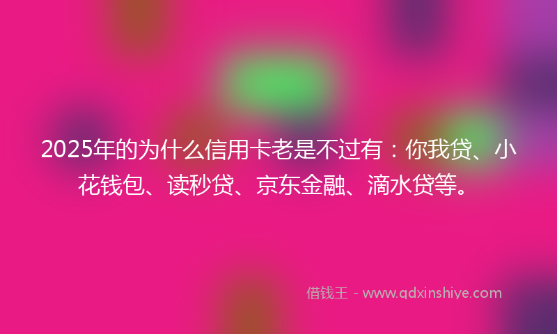2025年的为什么信用卡老是不过有：你我贷、小花钱包、读秒贷、京东金融、滴水贷等。