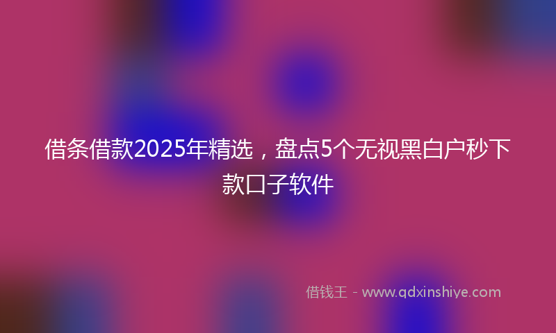 借条借款2025年精选，盘点5个无视黑白户秒下款口子软件