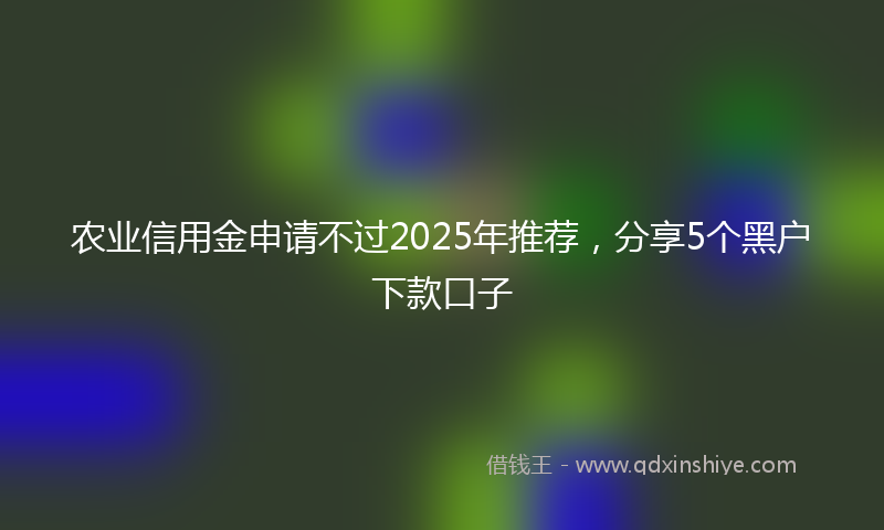 农业信用金申请不过2025年推荐，分享5个黑户下款口子