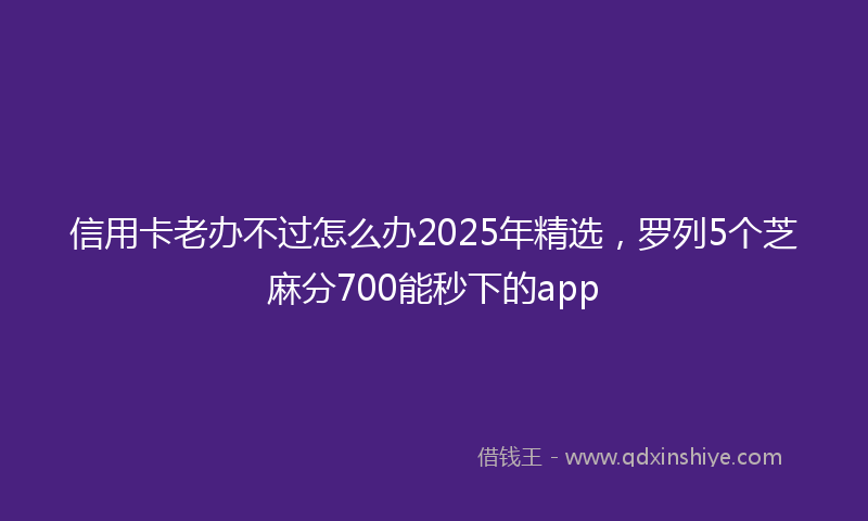 信用卡老办不过怎么办2025年精选，罗列5个芝麻分700能秒下的app