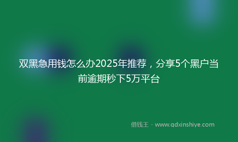 双黑急用钱怎么办2025年推荐，分享5个黑户当前逾期秒下5万平台