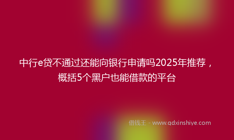 中行e贷不通过还能向银行申请吗2025年推荐,概括5个黑户也能借款的平台