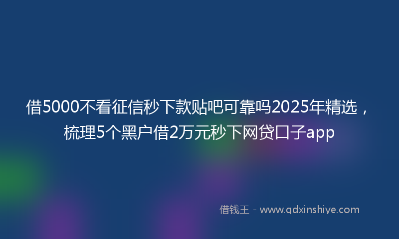 借5000不看征信秒下款贴吧可靠吗2025年精选，梳理5个黑户借2万元秒下网贷口子app