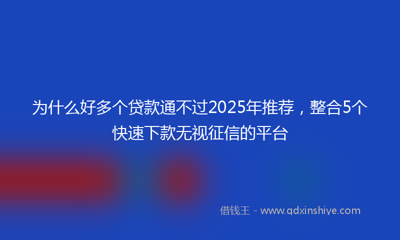 为什么好多个贷款通不过2025年推荐，整合5个快速下款无视征信的平台