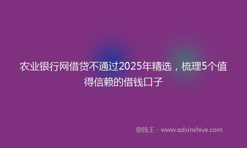 农业银行网借贷不通过2025年精选，梳理5个值得信赖的借钱口子
