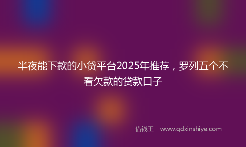 半夜能下款的小贷平台2025年推荐，罗列五个不看欠款的贷款口子