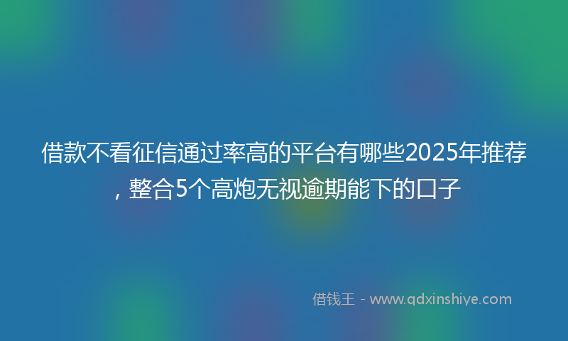 借款不看征信通过率高的平台有哪些2025年推荐，整合5个高炮无视逾期能下的口子