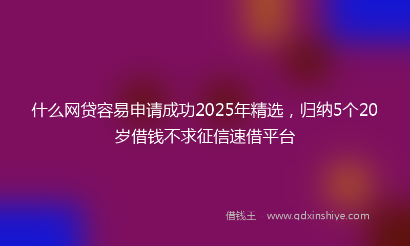 什么网贷容易申请成功2025年精选，归纳5个20岁借钱不求征信速借平台