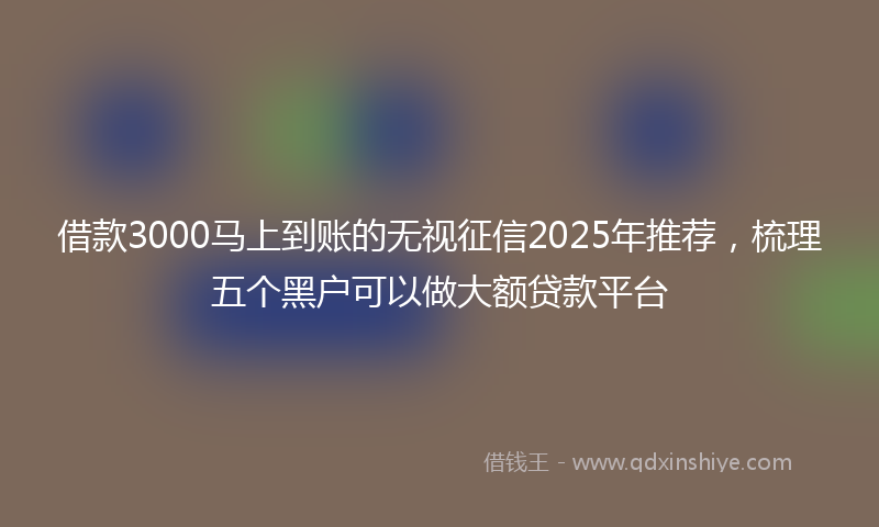 借款3000马上到账的无视征信2025年推荐，梳理五个黑户可以做大额贷款平台
