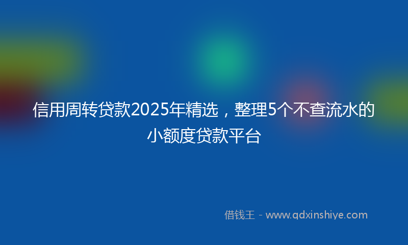 信用周转贷款2025年精选，整理5个不查流水的小额度贷款平台