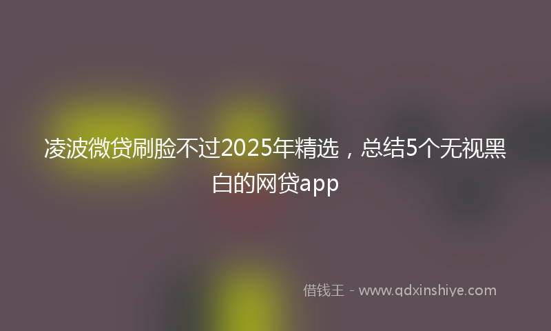 凌波微贷刷脸不过2025年精选，总结5个无视黑白的网贷app