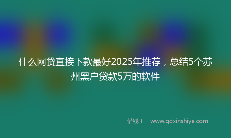 什么网贷直接下款最好2025年推荐，总结5个苏州黑户贷款5万的软件