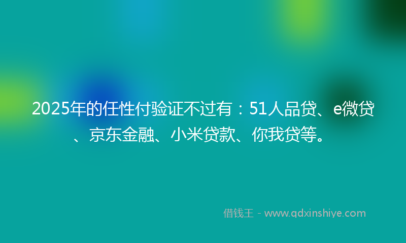 2025年的任性付验证不过有：51人品贷、e微贷、京东金融、小米贷款、你我贷等。