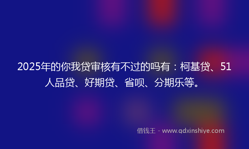 2025年的你我贷审核有不过的吗有：柯基贷、51人品贷、好期贷、省呗、分期乐等。