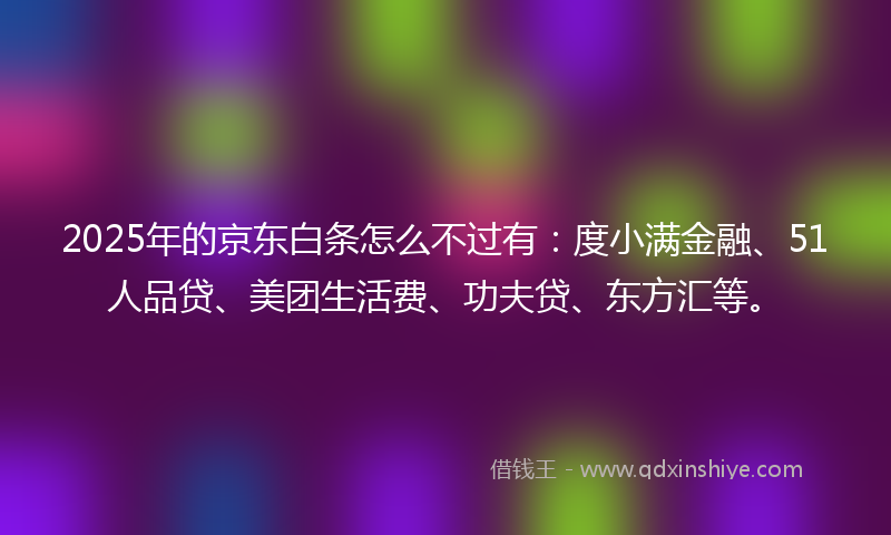 2025年的京东白条怎么不过有:度小满金融、51人品贷、美团生活费、功夫贷、东方汇等。