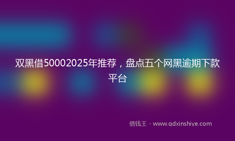 双黑借50002025年推荐，盘点五个网黑逾期下款平台