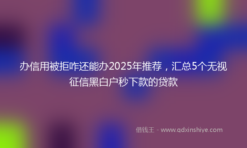 办信用被拒咋还能办2025年推荐，汇总5个无视征信黑白户秒下款的贷款