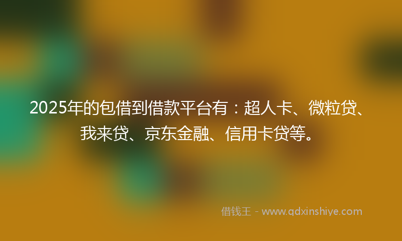 2025年的包借到借款平台有：超人卡、微粒贷、我来贷、京东金融、信用卡贷等。