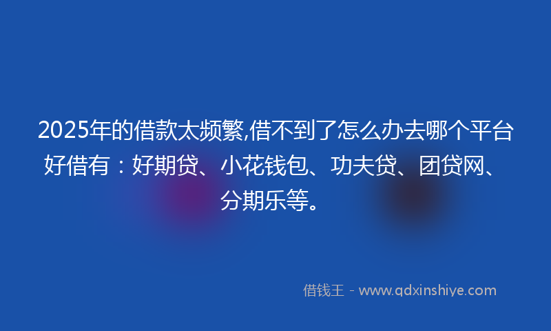2025年的借款太频繁,借不到了怎么办去哪个平台好借有：好期贷、小花钱包、功夫贷、团贷网、分期乐等。
