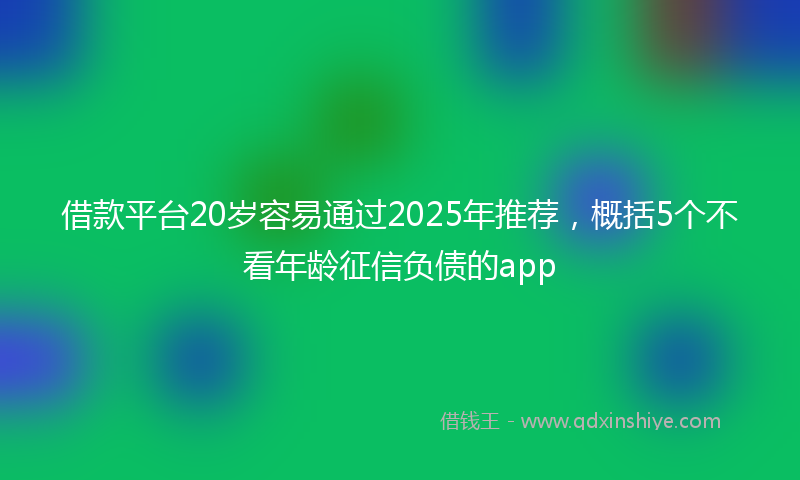 借款平台20岁容易通过2025年推荐，概括5个不看年龄征信负债的app