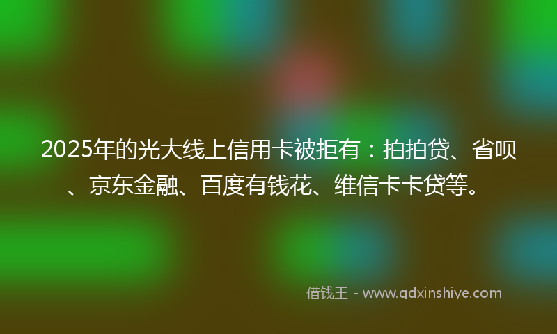 2025年的光大线上信用卡被拒有：拍拍贷、省呗、京东金融、百度有钱花、维信卡卡贷等。