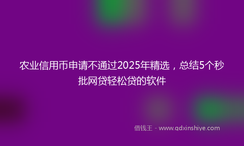 农业信用币申请不通过2025年精选，总结5个秒批网贷轻松贷的软件