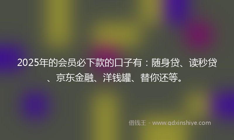 2025年的会员必下款的口子有：随身贷、读秒贷、京东金融、洋钱罐、替你还等。