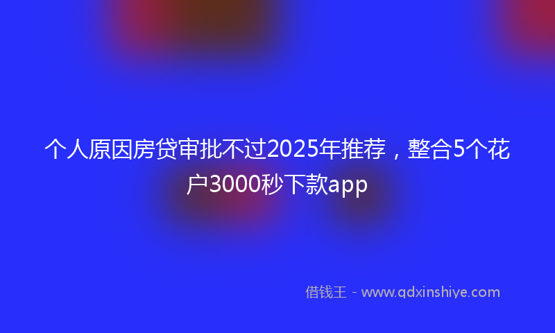 个人原因房贷审批不过2025年推荐，整合5个花户3000秒下款app