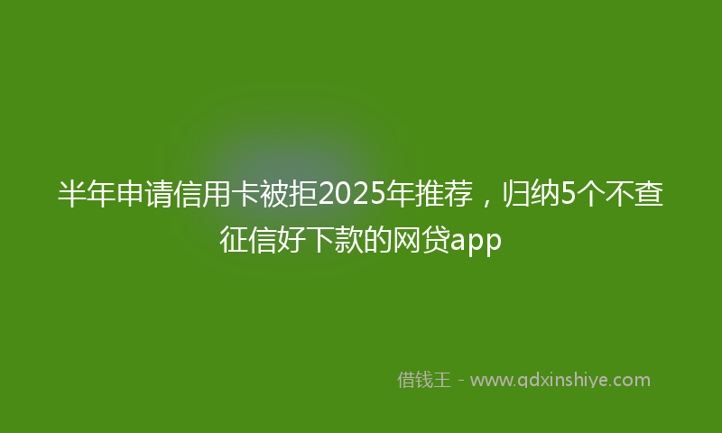 半年申请信用卡被拒2025年推荐，归纳5个不查征信好下款的网贷app