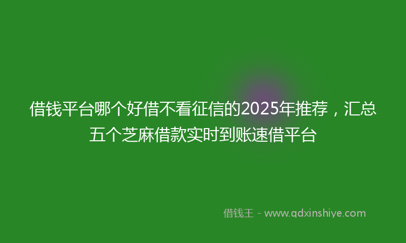 借钱平台哪个好借不看征信的2025年推荐，汇总五个芝麻借款实时到账速借平台