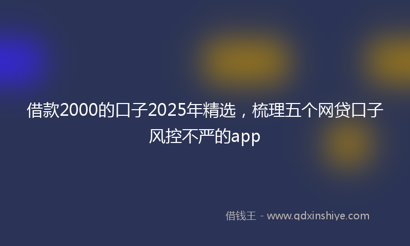 借款2000的口子2025年精选，梳理五个网贷口子风控不严的app
