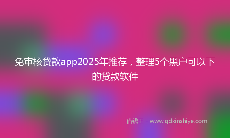 免审核贷款app2025年推荐，整理5个黑户可以下的贷款软件