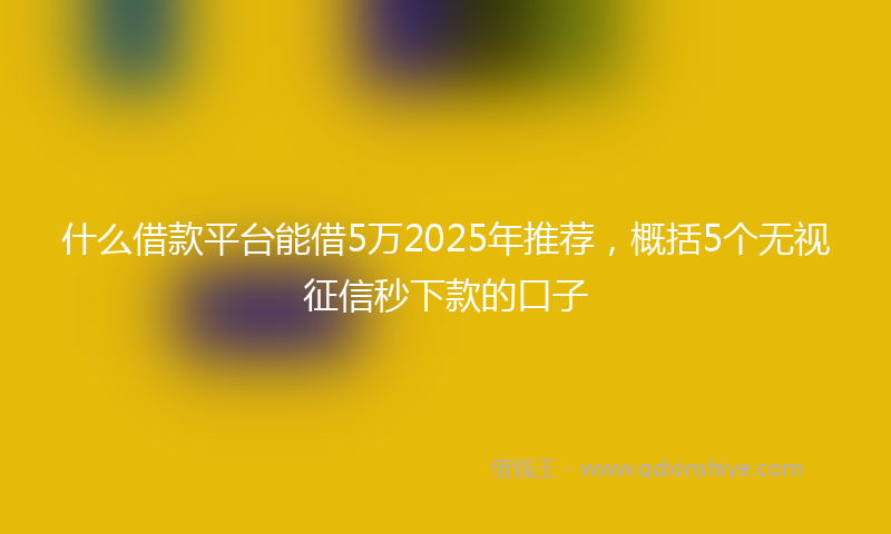 什么借款平台能借5万2025年推荐，概括5个无视征信秒下款的口子