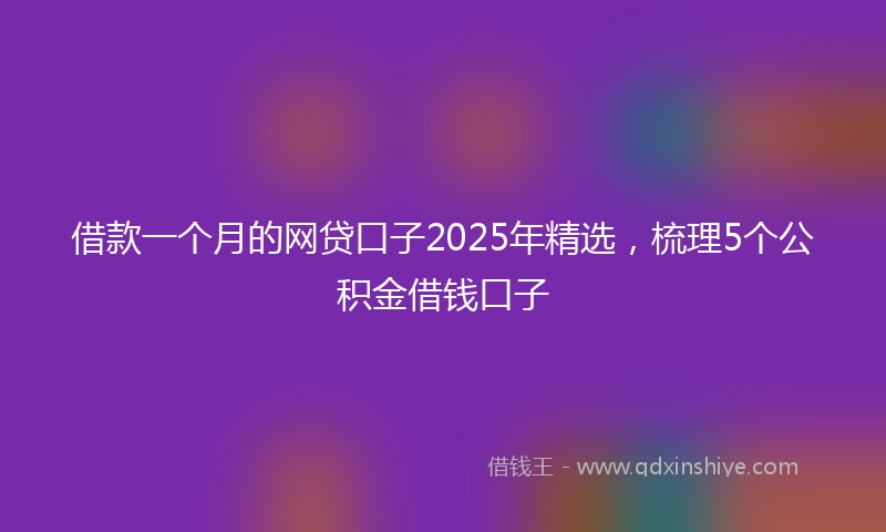 借款一个月的网贷口子2025年精选，梳理5个公积金借钱口子
