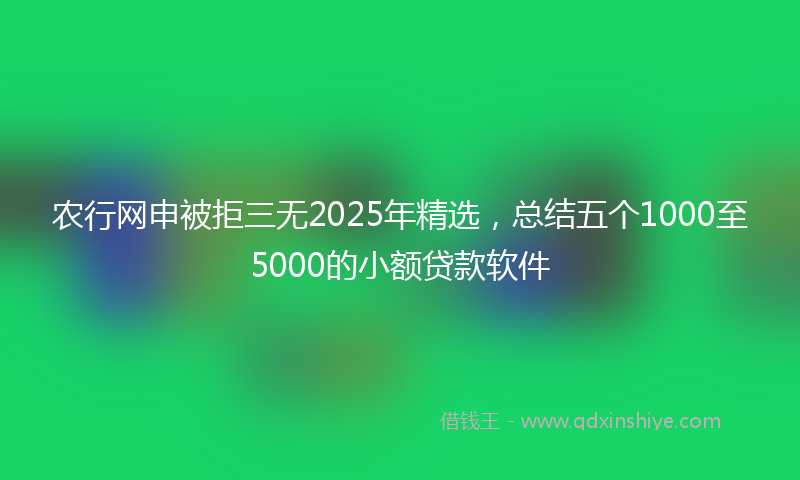 农行网申被拒三无2025年精选，总结五个1000至5000的小额贷款软件