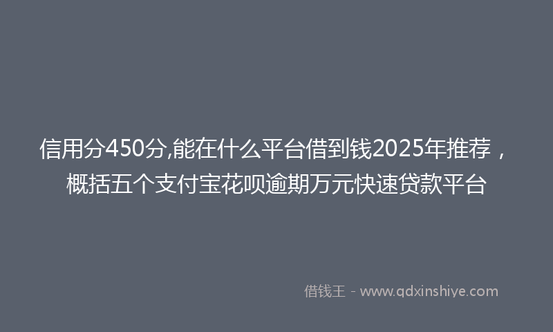 信用分450分,能在什么平台借到钱2025年推荐，概括五个支付宝花呗逾期万元快速贷款平台