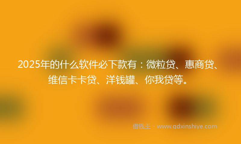 2025年的什么软件必下款有：微粒贷、惠商贷、维信卡卡贷、洋钱罐、你我贷等。