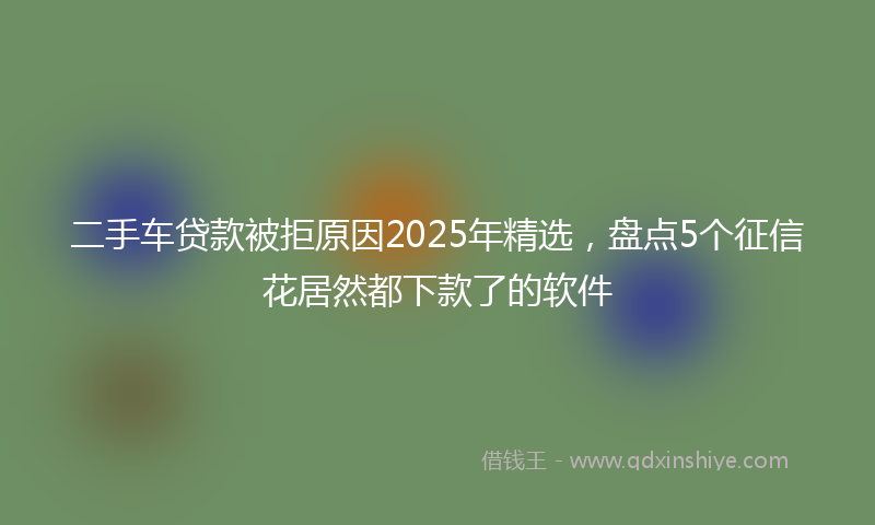 二手车贷款被拒原因2025年精选，盘点5个征信花居然都下款了的软件
