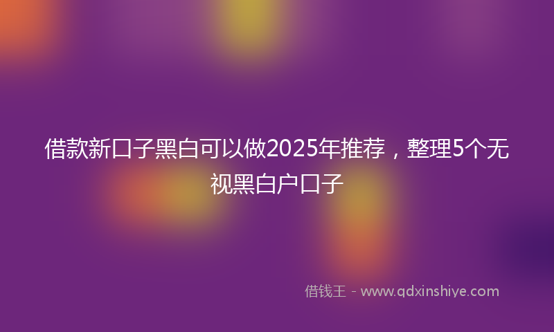 借款新口子黑白可以做2025年推荐，整理5个无视黑白户口子