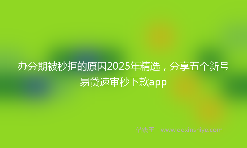 办分期被秒拒的原因2025年精选，分享五个新号易贷速审秒下款app