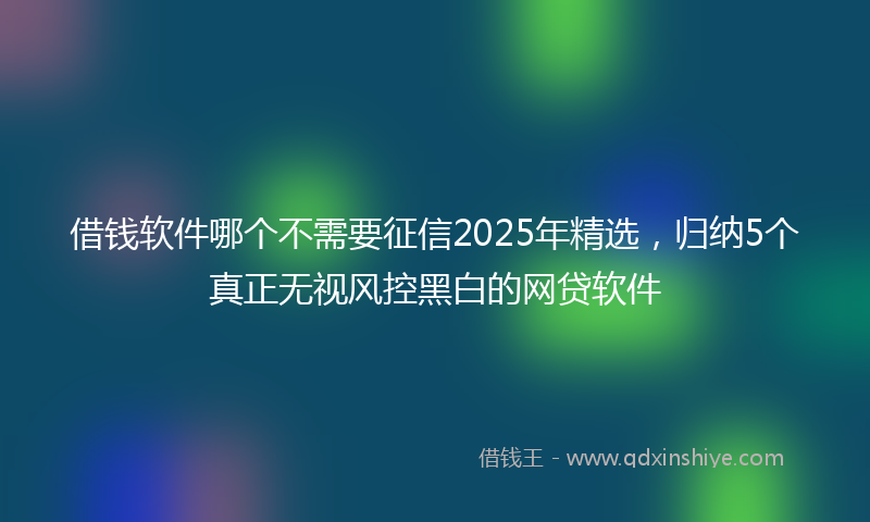 借钱软件哪个不需要征信2025年精选，归纳5个真正无视风控黑白的网贷软件