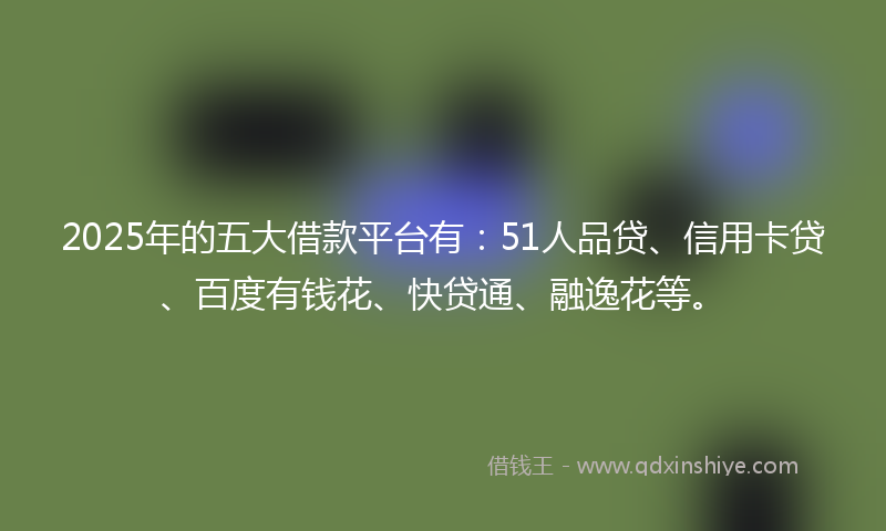 2025年的五大借款平台有:51人品贷、信用卡贷、百度有钱花、快贷通、融逸花等。