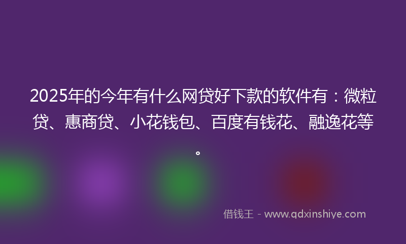2025年的今年有什么网贷好下款的软件有：微粒贷、惠商贷、小花钱包、百度有钱花、融逸花等。