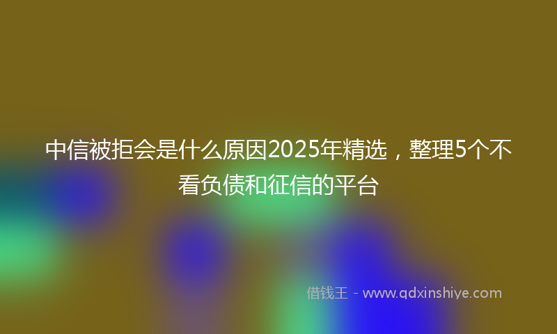中信被拒会是什么原因2025年精选，整理5个不看负债和征信的平台